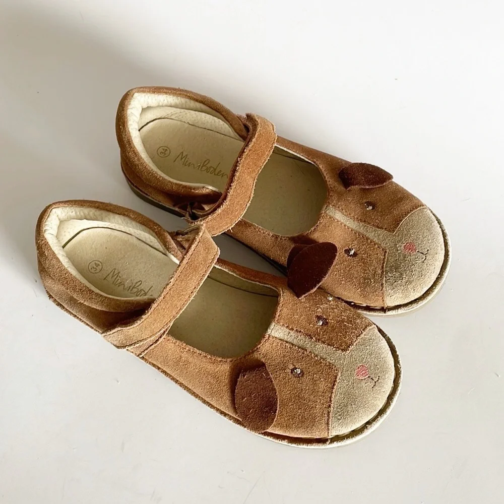Mini Boden Brown Suede Mary Jane Kids Shoes